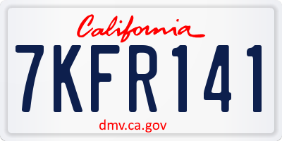 CA license plate 7KFR141