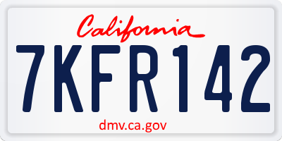 CA license plate 7KFR142