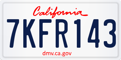 CA license plate 7KFR143