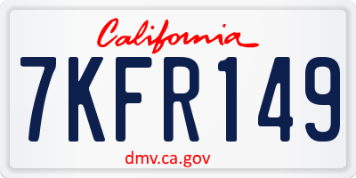 CA license plate 7KFR149