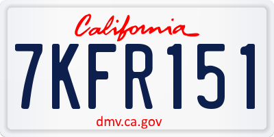 CA license plate 7KFR151