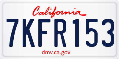 CA license plate 7KFR153