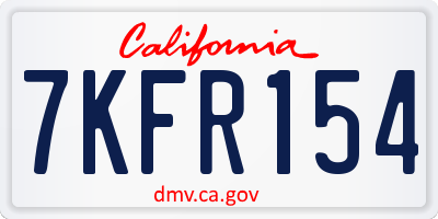 CA license plate 7KFR154