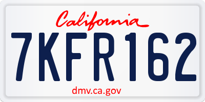 CA license plate 7KFR162