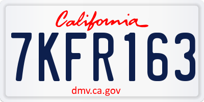 CA license plate 7KFR163