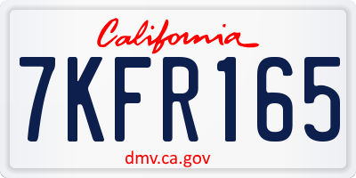 CA license plate 7KFR165