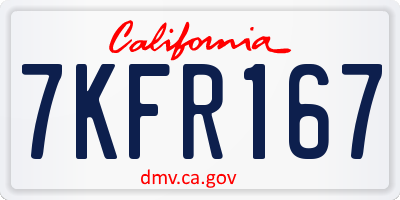 CA license plate 7KFR167