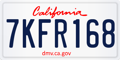 CA license plate 7KFR168