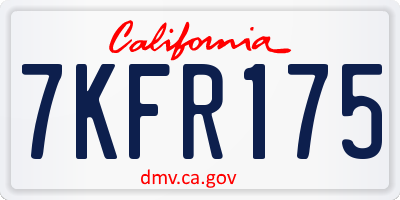 CA license plate 7KFR175