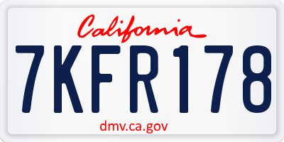 CA license plate 7KFR178