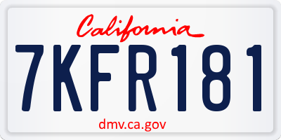 CA license plate 7KFR181