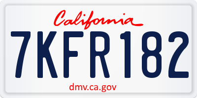 CA license plate 7KFR182