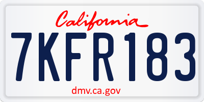 CA license plate 7KFR183