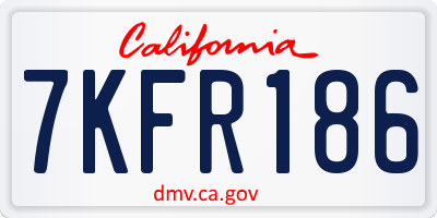 CA license plate 7KFR186