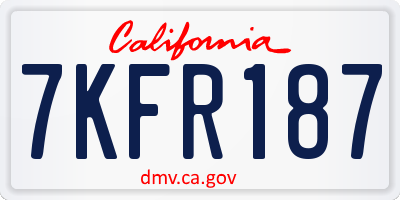 CA license plate 7KFR187