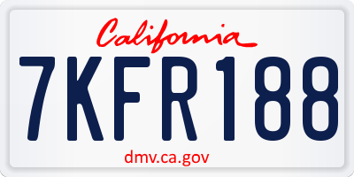 CA license plate 7KFR188