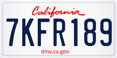 CA license plate 7KFR189