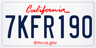 CA license plate 7KFR190