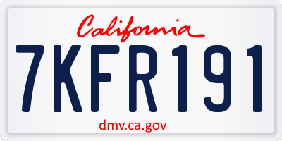 CA license plate 7KFR191