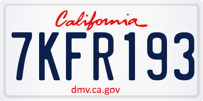 CA license plate 7KFR193