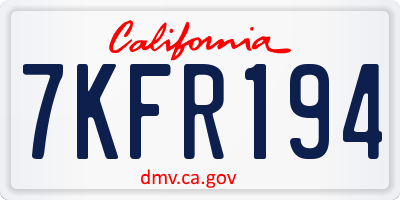 CA license plate 7KFR194