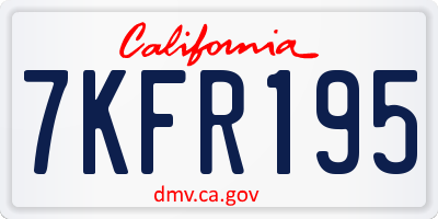 CA license plate 7KFR195