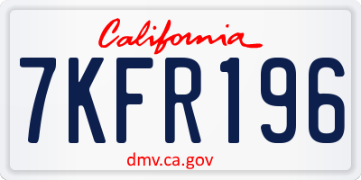 CA license plate 7KFR196