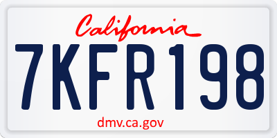 CA license plate 7KFR198