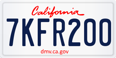 CA license plate 7KFR200