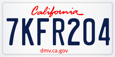 CA license plate 7KFR204