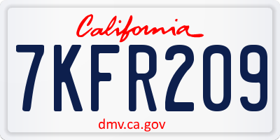 CA license plate 7KFR209