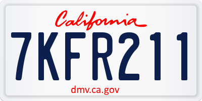 CA license plate 7KFR211
