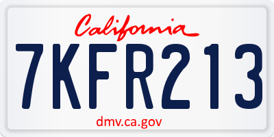 CA license plate 7KFR213