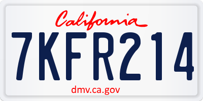 CA license plate 7KFR214
