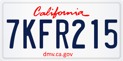 CA license plate 7KFR215