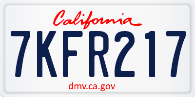 CA license plate 7KFR217