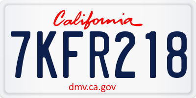 CA license plate 7KFR218