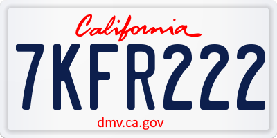 CA license plate 7KFR222