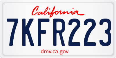 CA license plate 7KFR223
