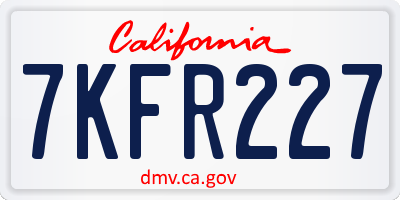 CA license plate 7KFR227