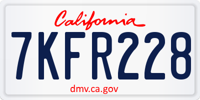CA license plate 7KFR228