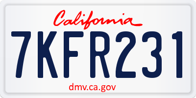 CA license plate 7KFR231