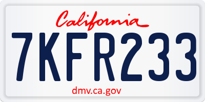 CA license plate 7KFR233