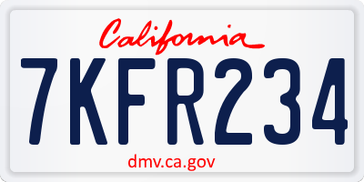 CA license plate 7KFR234