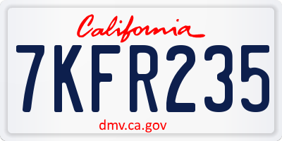 CA license plate 7KFR235