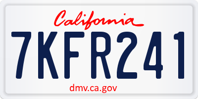 CA license plate 7KFR241