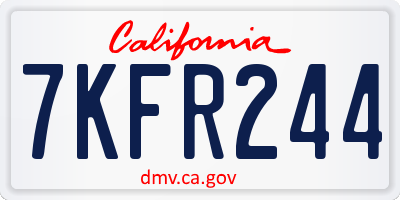 CA license plate 7KFR244