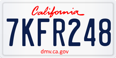 CA license plate 7KFR248