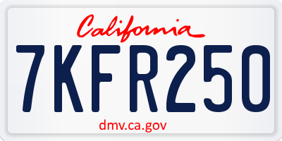 CA license plate 7KFR250