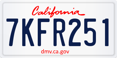 CA license plate 7KFR251